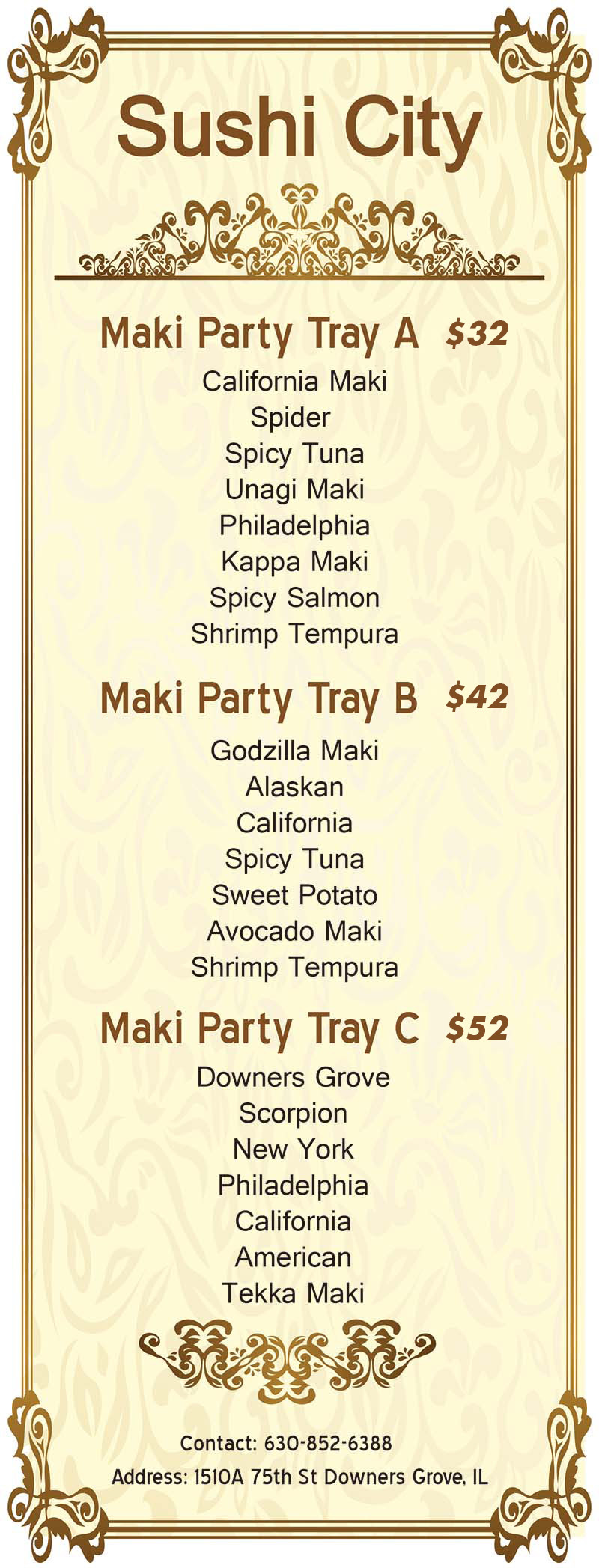 party tray menu